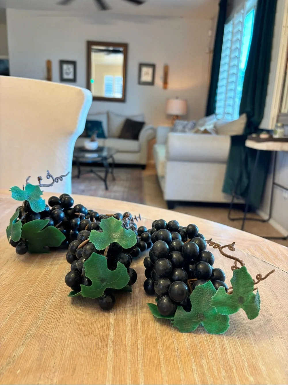 Vintage dark purple Grape Clusters Home Accent - Set of 3 vintage rubber grapes